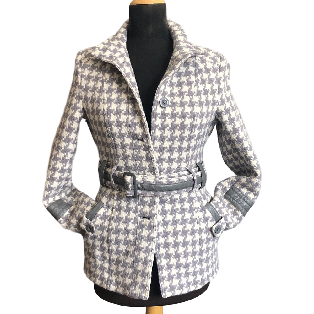 Point Zero Women's Gray and White Houndstooth Jacket, Size L